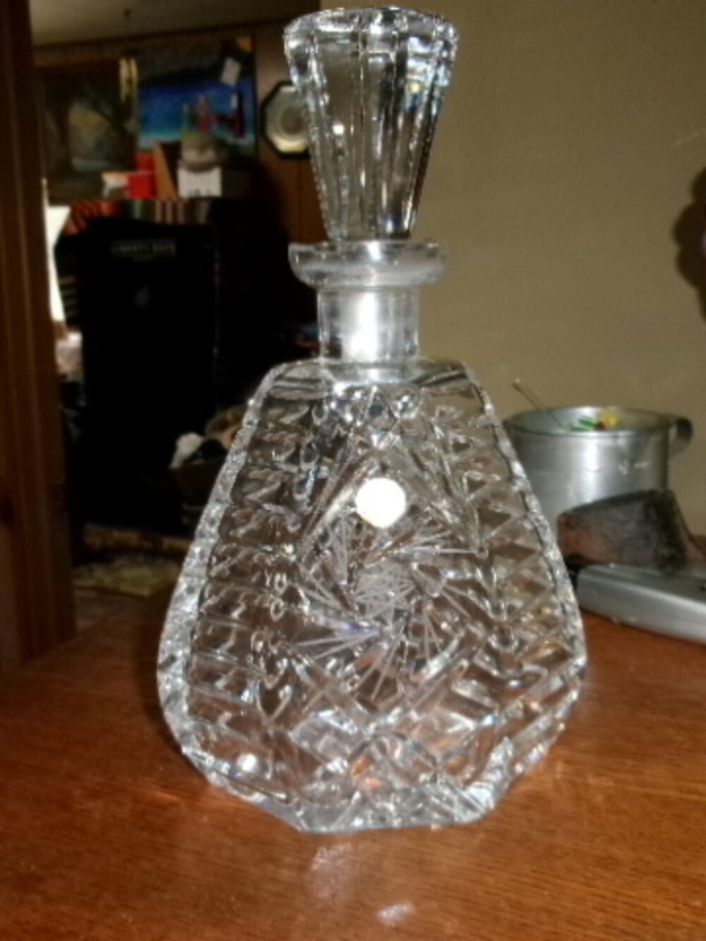 Vtg MCM Marshall Fields Hand Cut crystal west Germany Octagon shape decanter - Picture 7 of 9